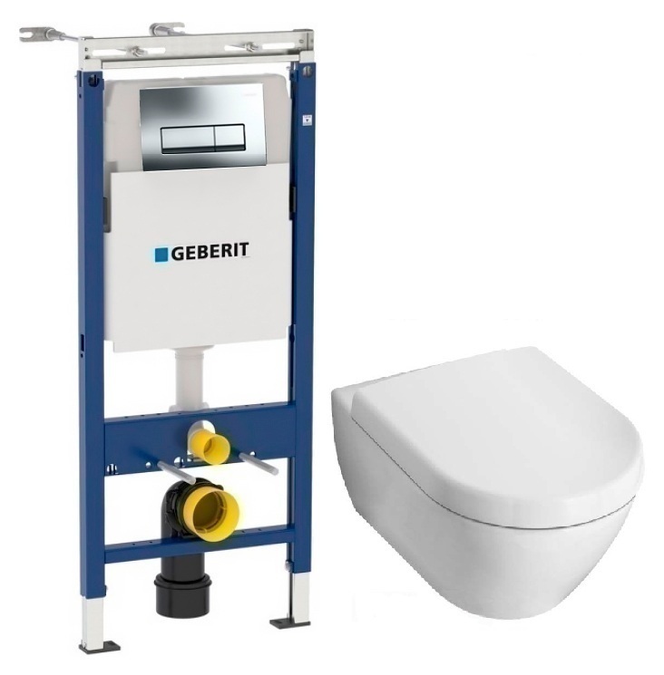 Инсталляция Geberit с унитазом Villeroy&Boch Subway 5600 1001, сиденье микролифт, комплект