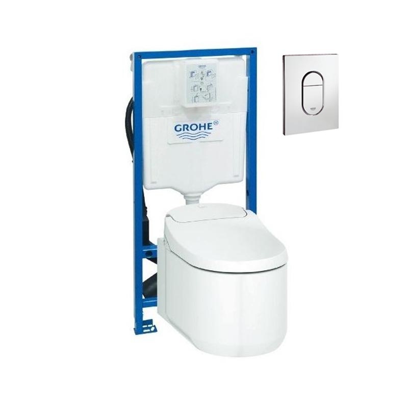 Инсталляция Grohe с безободковым унитазом Grohe Sensia Arena 39354SH0 с биде и феном, сиденье с микролифтом