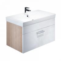Тумба с раковиной IDDIS Mirro 80 подвесная белая/под дерево (MIR80W0i95K)
