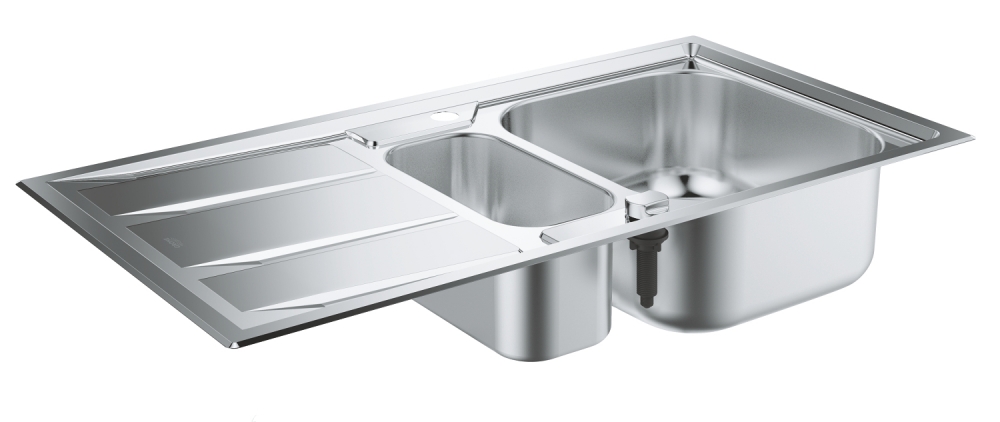 Мойка Grohe K400+ из нержавеющей стали с корзинчатым вентилем, 31569SD0, левая