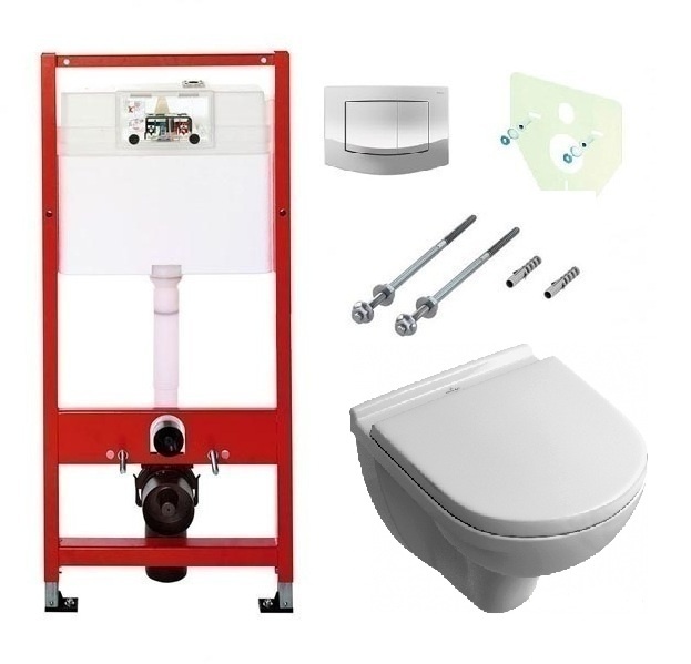 Инсталляция Tece с безободковым унитазом Villeroy&Boch O.novo 5660 HR01, сиденье микролифт, комплект