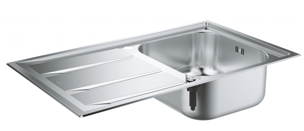 Мойка Grohe K400+ из нержавеющей стали с корзинчатым вентилем, 31568SD0, левая