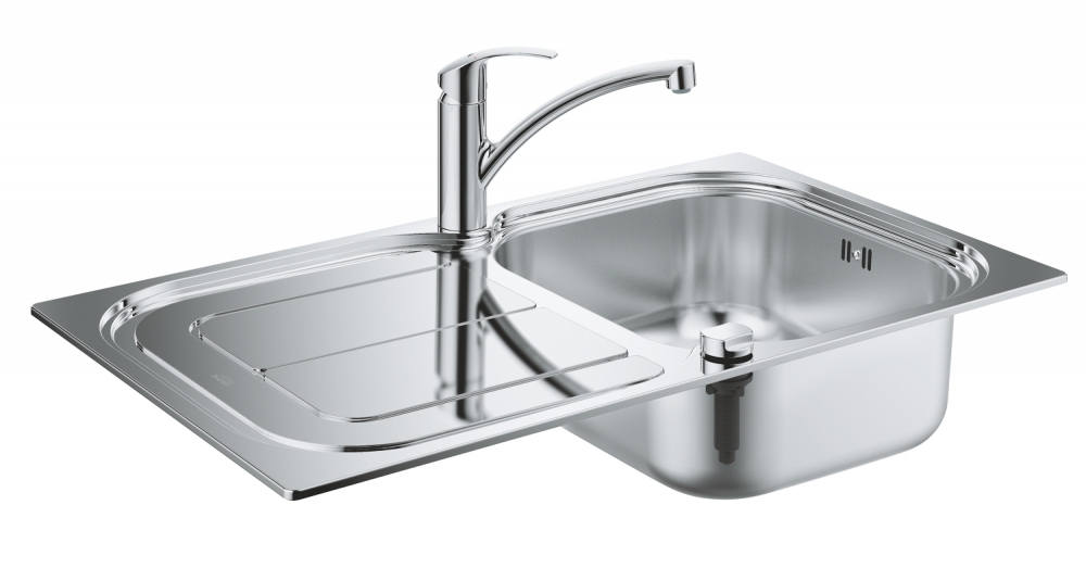 Набор: Мойка Grohe K300 из нержавеющей стали и смеситель Grohe Eurosmart 33281002 для кухонной мойки