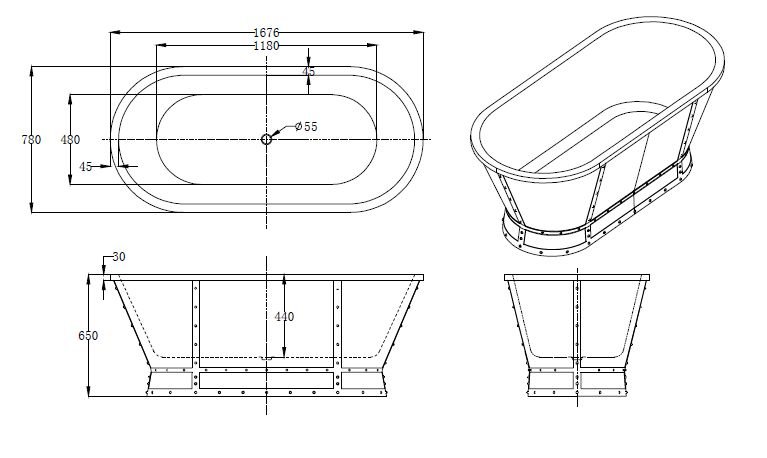 Ванна акриловая BelBagno BB35 168 x 78 x 65 см, цвет белый (bianco)