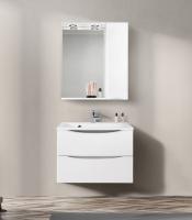 Зеркальный шкаф BELBAGNO MARINO-SPC-700/750-1A-BL-P подвесной с одной распашной дверцей с доводчиками, с подсветкой, правосторонний Bianco Lucido 