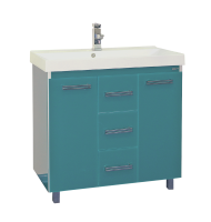 Джулия Qvatro - 90 тумба с 3-мя ящиками голубая Л-Джк01090-0610Пр3Я
