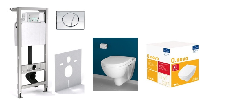 Инсталляция комплект SET MEPA/VariVIT A31 и подвесного унитаза Villeroy & Boch O'NOVO COMBI-PACK