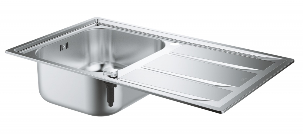 Мойка Grohe K400 из нержавеющей стали с корзинчатым вентилем, 31566SD0, левая