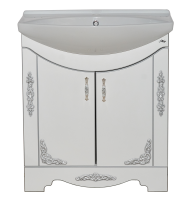 Рига 75 Тумба прямая белая с серебром П-Риг01075-51Пр