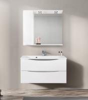 Зеркальный шкаф BELBAGNO MARINO-SPC-900/750-1A-BL-P подвесной с одной распашной дверцей с доводчиками, с подсветкой, левосторонний Bianco Lucido 