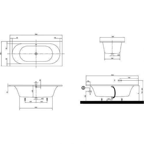Ванна Villeroy&Boch LOOP&FRIENDS SQUARE Duo UBA199LFS2V, 190х90 см, акрил