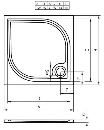 Поддон душевой Riho Kolping 100 x 90 см, DB32, из искусственного камня с сифоном и ножками