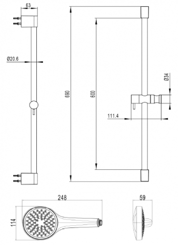 Ручной душ Villeroy&Boch Embrace Plus TVS1086000161, хром