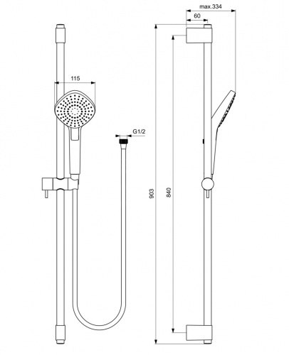Ideal Standart B2238AA IDEALRAIN Душевой гарнитур со штангой EVO DIAMOND L3
