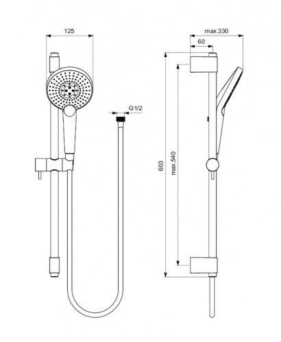 Ideal Standart B1761AA IDEALRAIN Душевой гарнитур со штангой EVO JET ROUND XL3