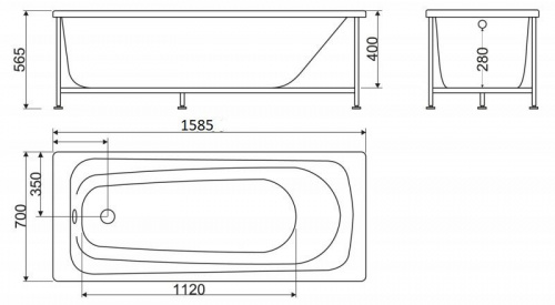 Ванна акриловая BelBagno BB102 160 x 70 x 40 см пристенная