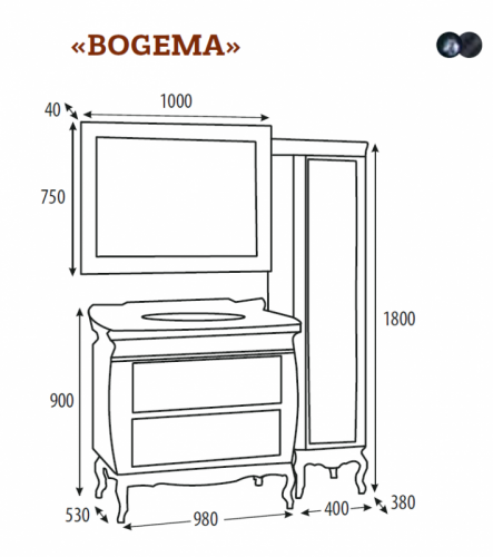Bogema 100 с 2-мя ящиками черная кожа золото Л-Бог01100-5792Я