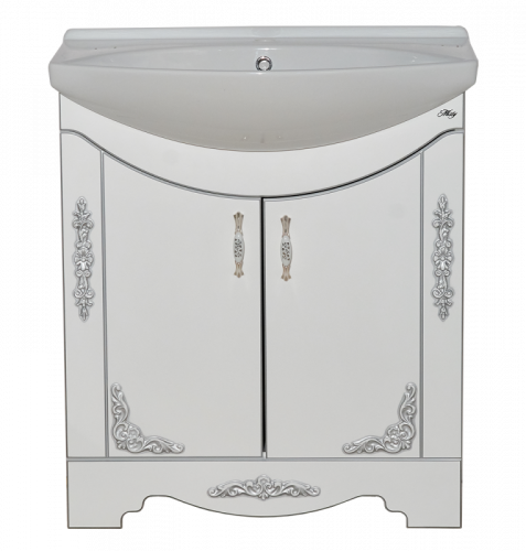 Рига 75 Тумба прямая белая с серебром П-Риг01075-51Пр