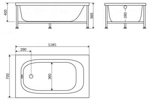 Ванна акриловая BelBagno BB101 120x70x40 см пристенная