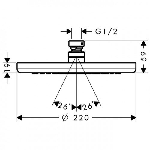 26464000 Верхний душ Croma 220 Air 1jet, ½’