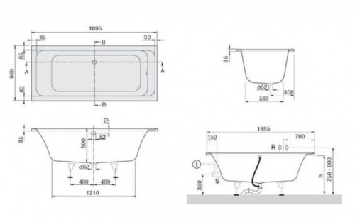 Акриловая ванна Villeroy&Boch Omnia Architectura 190 x 90 UBA199ARA2V-01