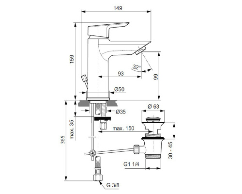 Смеситель для раковины Ideal Standard Tesi A6557AA