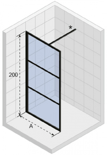 Неподвижная стенка Riho Grid GB400, GB4090000, 90 х 200 см
