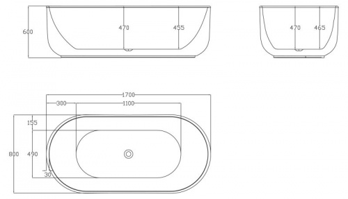 Ванна акриловая BelBagno BB401-1500-800, 150x80 см