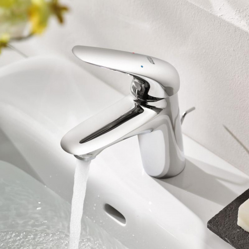 Eurostyle 2015 Solid Смеситель Grohe для раковины со сливным гарнитуром S-Size