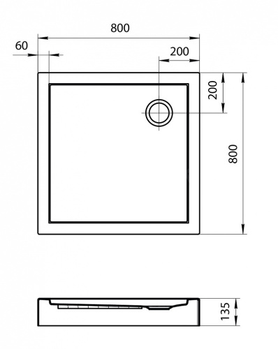 Душевой поддон Santek Палермо 80 x 80 см, 1.WH30.2.475, акриловый, квадратный, белый
