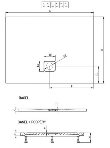 Душевой поддон Riho Basel 412 90 x 90 см DC221700000000S акриловый, квадратный, цвет черный матовый