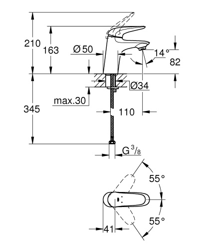 Смеситель для раковины Grohe Eurostyle 23715003 New