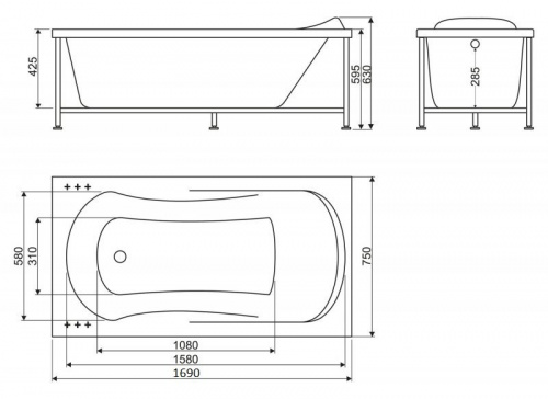 Боковая панель BelBagno BB-75-SP-L 75x55 см для акриловой ванны, левая