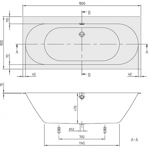 Ванна квариловая Villeroy&Boch Oberon 2.0 180x80 см UBQ180OBR2DV-01
