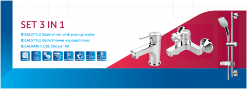 Ideal Standart B1431AA Набор 3-в-1 Смесители и душевой гарнитур IDEALSTYLE + IDEALRAIN