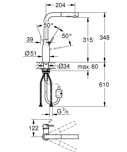 Смеситель Grohe Essence New 30270DC0 для кухонной мойки с выдвижным изливом