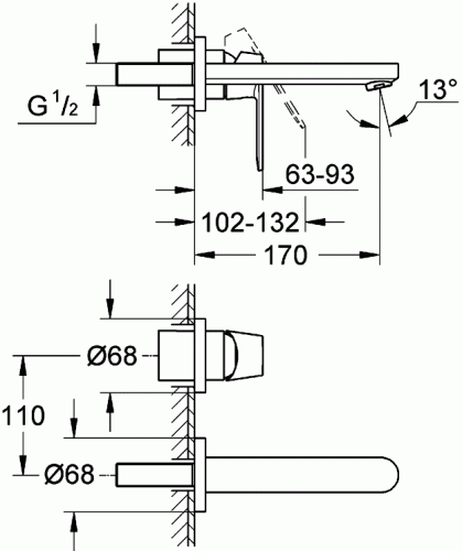 Смеситель Grohe Eurosmart Cosmopolitan 19381000 для раковины