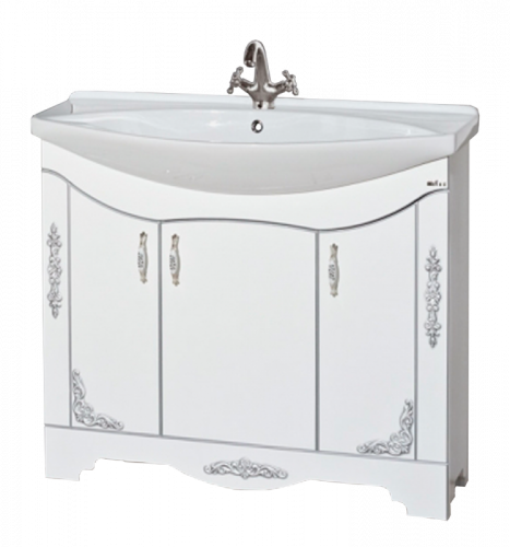 Рига 105 Тумба прямая белая с серебром П-Риг01105-51Пр