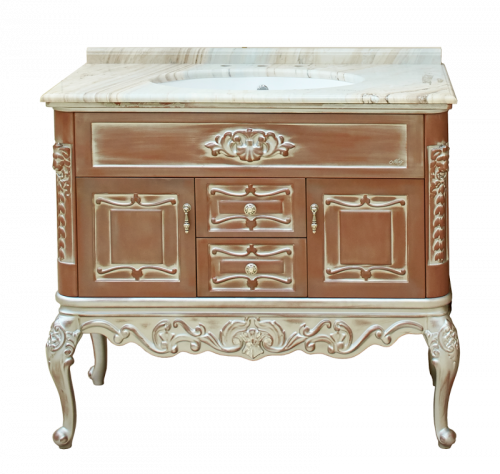 Bianco -100 Тумба с 2 ящ. коричн. серебряная патина Л-Бья01100-1391282Я