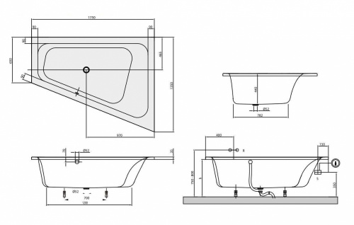 Акриловая ванна Villeroy&Boch Loop&Friends 175x135 DX UBA175LFS9REV-01, правая