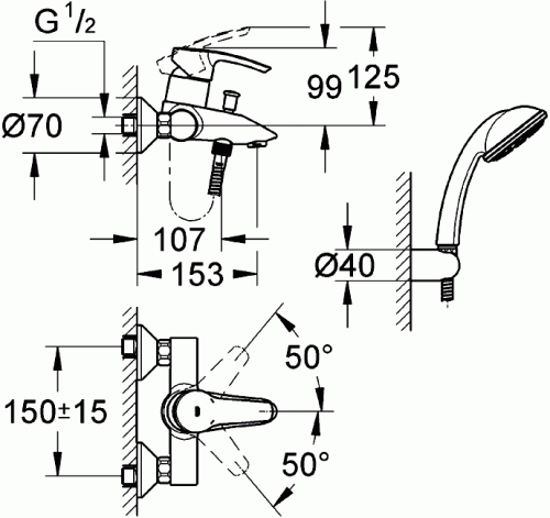 Смеситель Grohe Eurostyle 33592 001 для ванны