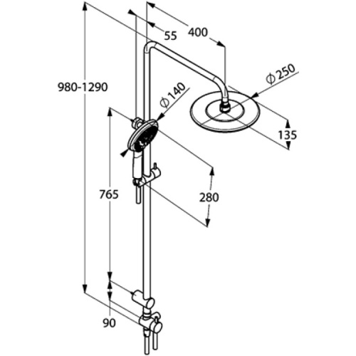 Душевая система Kludi Freshline Dual Shower System 6709005-00 без смесителя