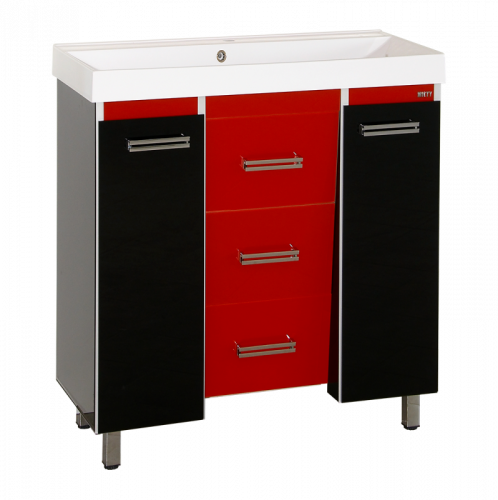 Джулия Qvatro 90 тумба с 3-мя ящиками черно-красная Л-Джк01090-2710Ко3