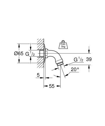 Душевой кронштейн настенный Grohe Relexa 28429000, 5,5 см