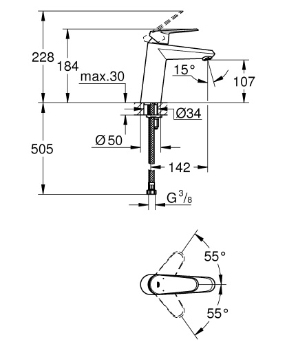 Смеситель Grohe Eurodisc Cosmopolitan 23449002 для раковины