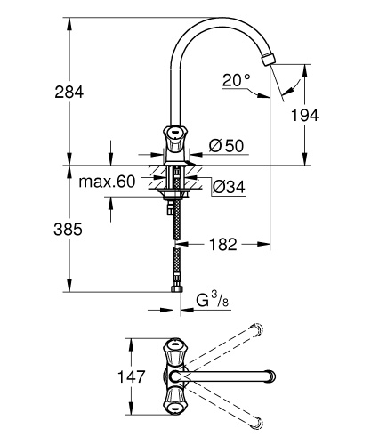 Смеситель Grohe Costa L 31812 001 для кухни с цепочкой