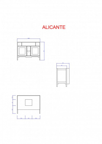 Зеркало,80x90, CEZARES ALICANTE, вариант отделки:  04, выкрас: Decorato Celeste Crema