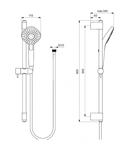 Ideal StandartB2234AA IDEALRAIN Душевой гарнитур со штангой EVO DIAMOND L3
