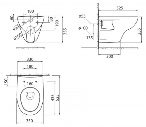Унитаз подвесной BelBagno Linea BB9363CH