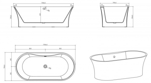 Ванна акриловая BelBagno BB201-1700-800, 170x80 см